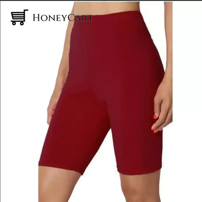 Womens Solid Color Flat Five Point Yoga Sports And Leisure Pants Wine / S Tool