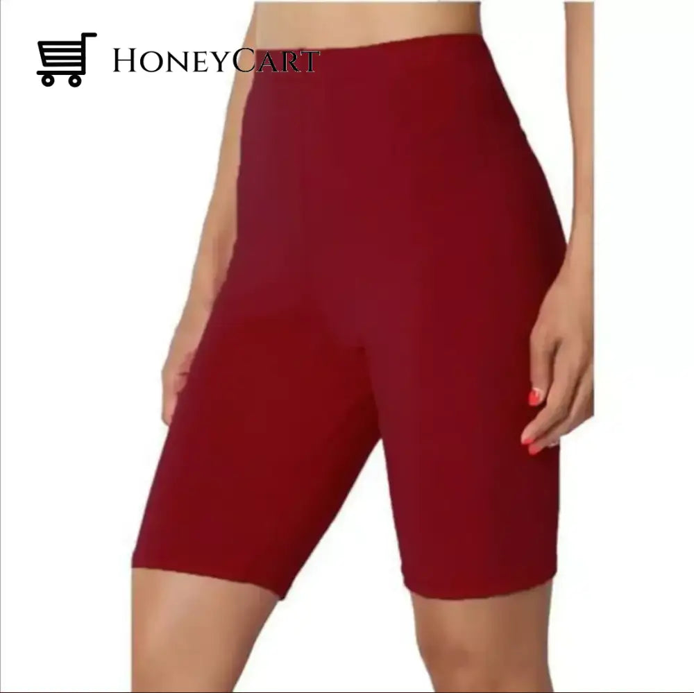 Womens Solid Color Flat Five-Point Yoga Sports And Leisure Pants Wine / S Tool