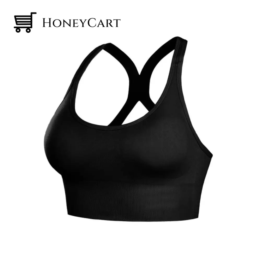 Womens Solid Color Sports Bra Black / S