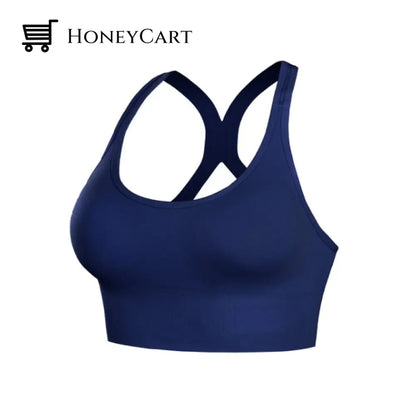Womens Solid Color Sports Bra Blue / S