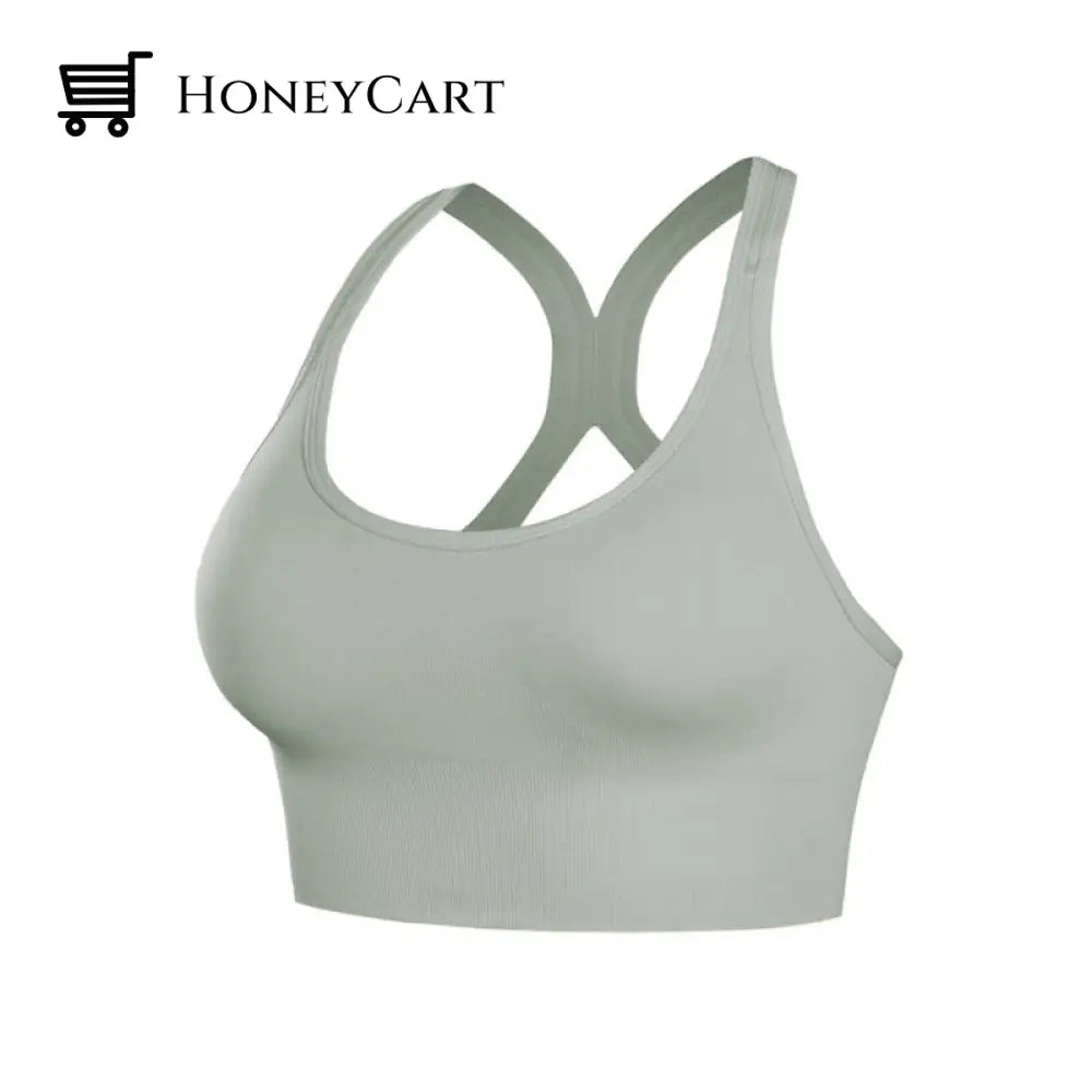 Womens Solid Color Sports Bra Green / S