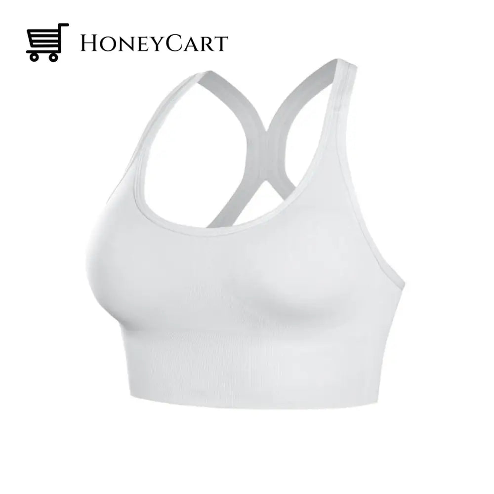 Womens Solid Color Sports Bra White / S