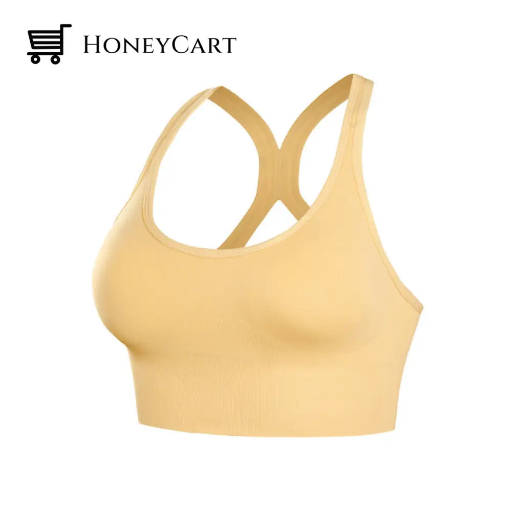 Womens Solid Color Sports Bra Yellow / S