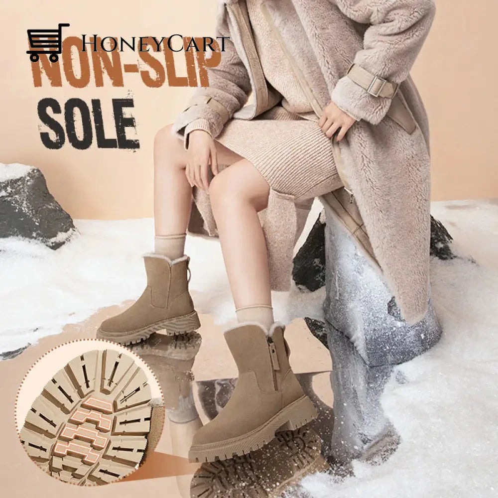 Womens Warm Fur Lined Winter Snow Boots Shoes