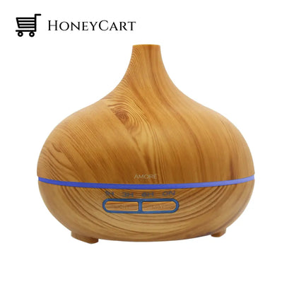 Wood Grain Ultrasonic Cool Mist Diffuser With 7 Color Led Lights Wellness