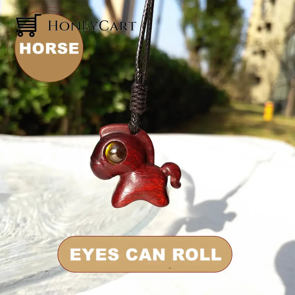 Wood Horse Pendant Necklace