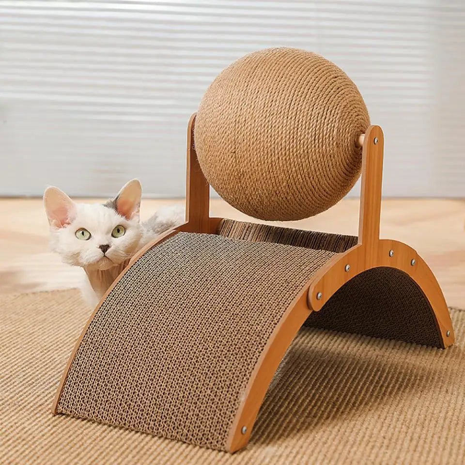 Wooden Cat Scratching Sphere - 2-in-1 Wooden  Paw Grinding Toy