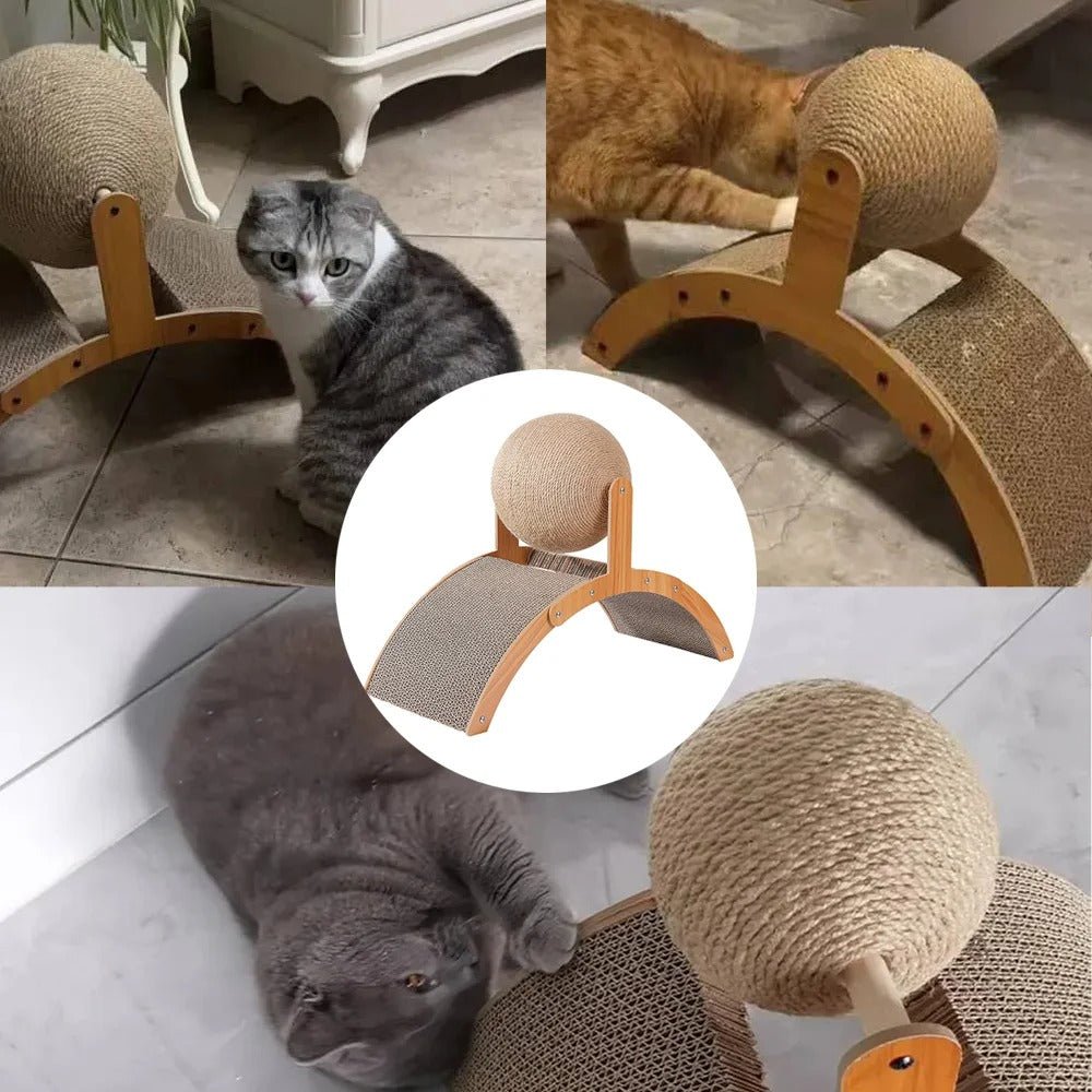 Wooden Cat Scratching Sphere - 2-in-1 Wooden  Paw Grinding Toy