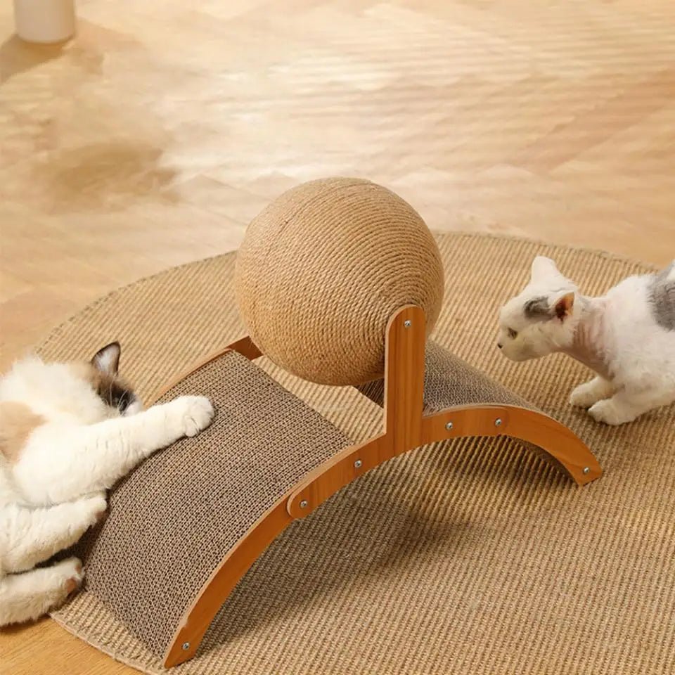 Wooden Cat Scratching Sphere - 2-in-1 Wooden  Paw Grinding Toy