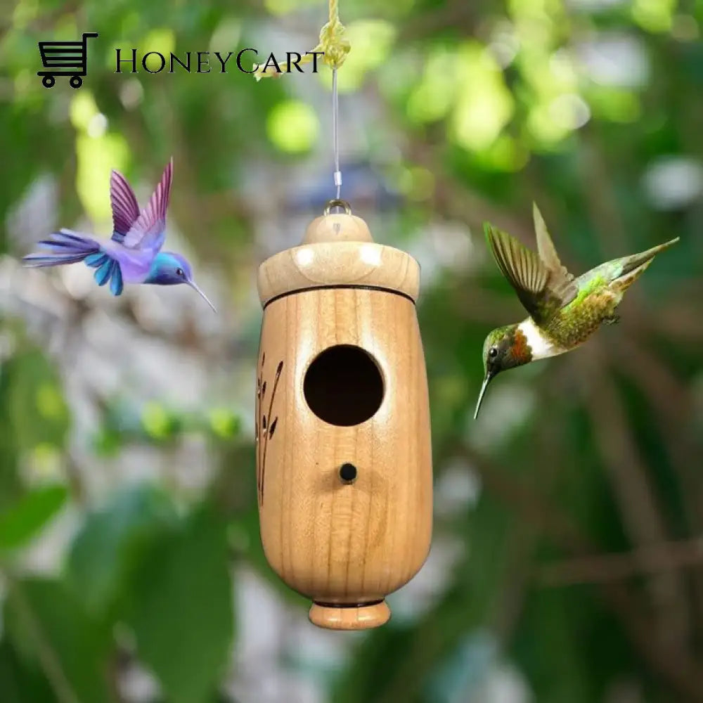 Wooden Hummingbird House-Gift For Nature Lovers Cherry