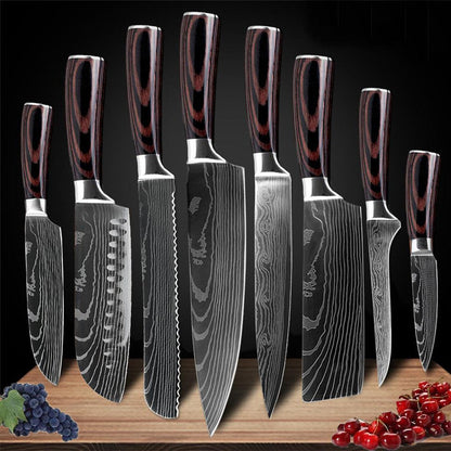 8 pcs Kitchen Knife Set - Professional Stainless Steel Chef Knife Set with Cover