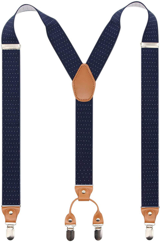 Men’s Y-Back 4 Metal Clip Elastic Wide Suspenders Perfect For Both Casual Or Formal