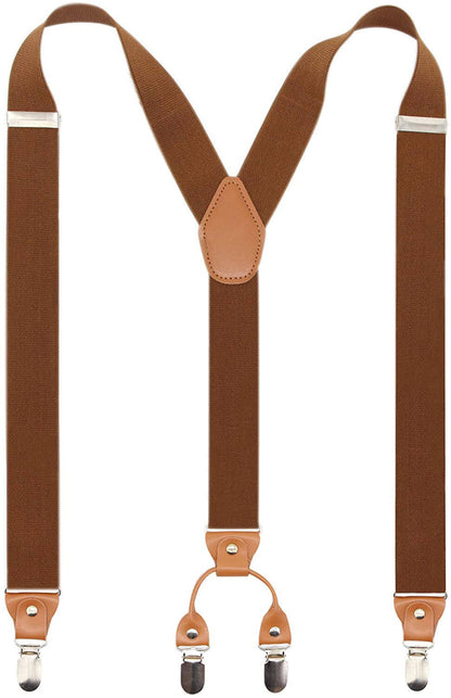 Men’s Y-Back 4 Metal Clip Elastic Wide Suspenders Perfect For Both Casual Or Formal