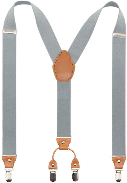 Men’s Y-Back 4 Metal Clip Elastic Wide Suspenders Perfect For Both Casual Or Formal