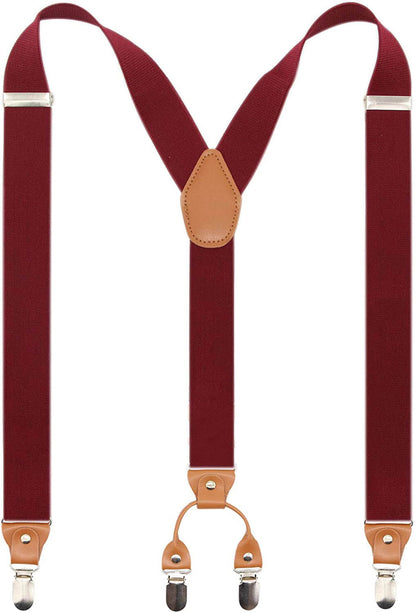 Men’s Y-Back 4 Metal Clip Elastic Wide Suspenders Perfect For Both Casual Or Formal