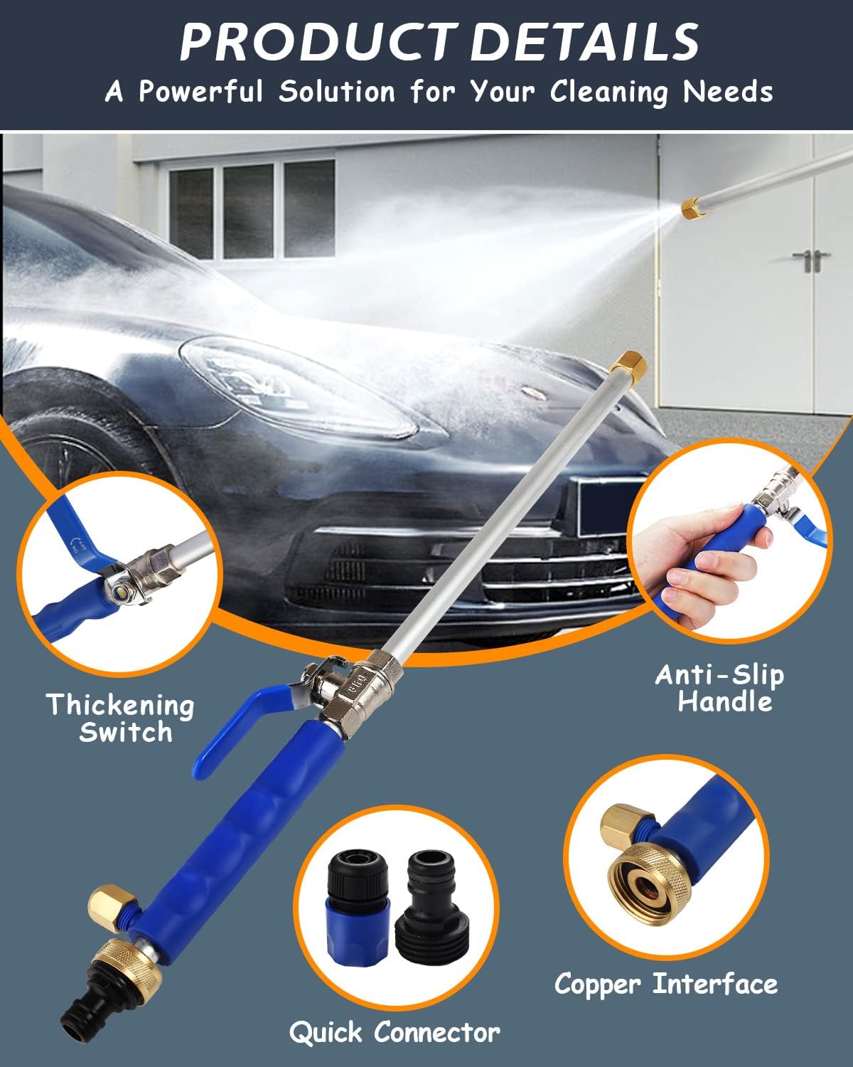 High-Pressure Washer Spray Nozzle Car Wash Water Hose