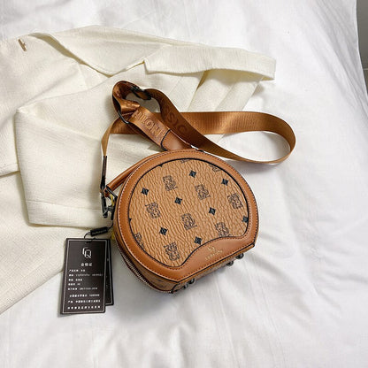 Bear Badge Print Real Leather Purse Handbags