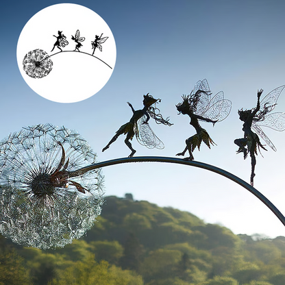 Metal Windmill Fairies Garden Yard Art Decor Fairy Steel Garden Sculptures