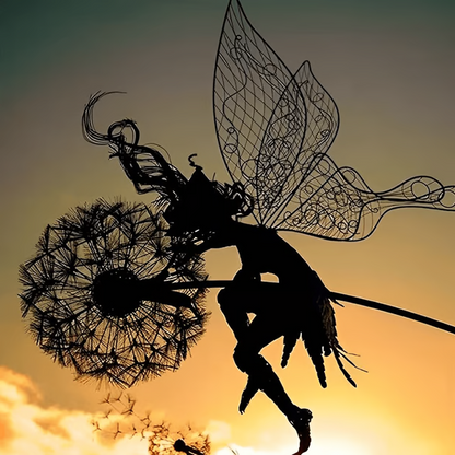 Metal Windmill Fairies Garden Yard Art Decor Fairy Steel Garden Sculptures
